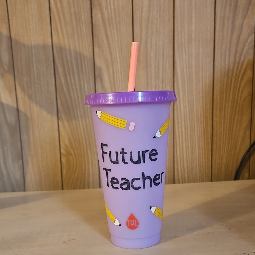 Purple 'Future Teacher' Tumbler with Straw